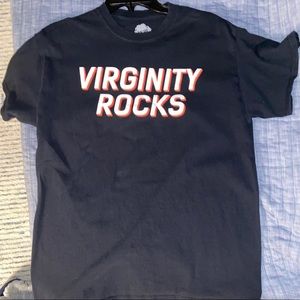 Black & red Virginity rocks shirt